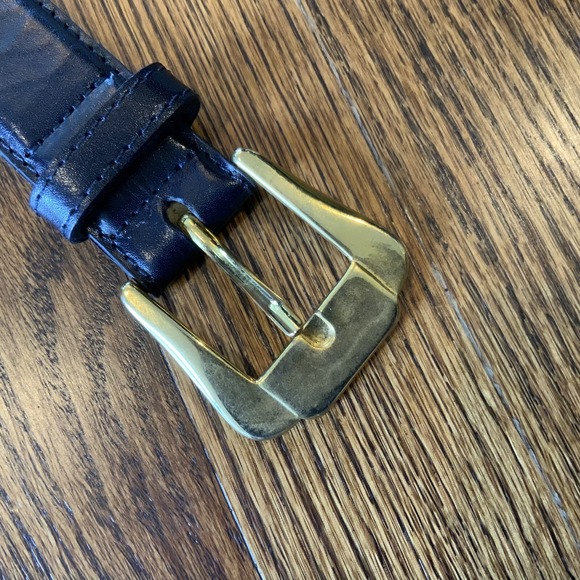 VTG 80s 90s Black Leather Belt Embellished Gold Silver Moto Maximalist Designer - Picture 3 of 12